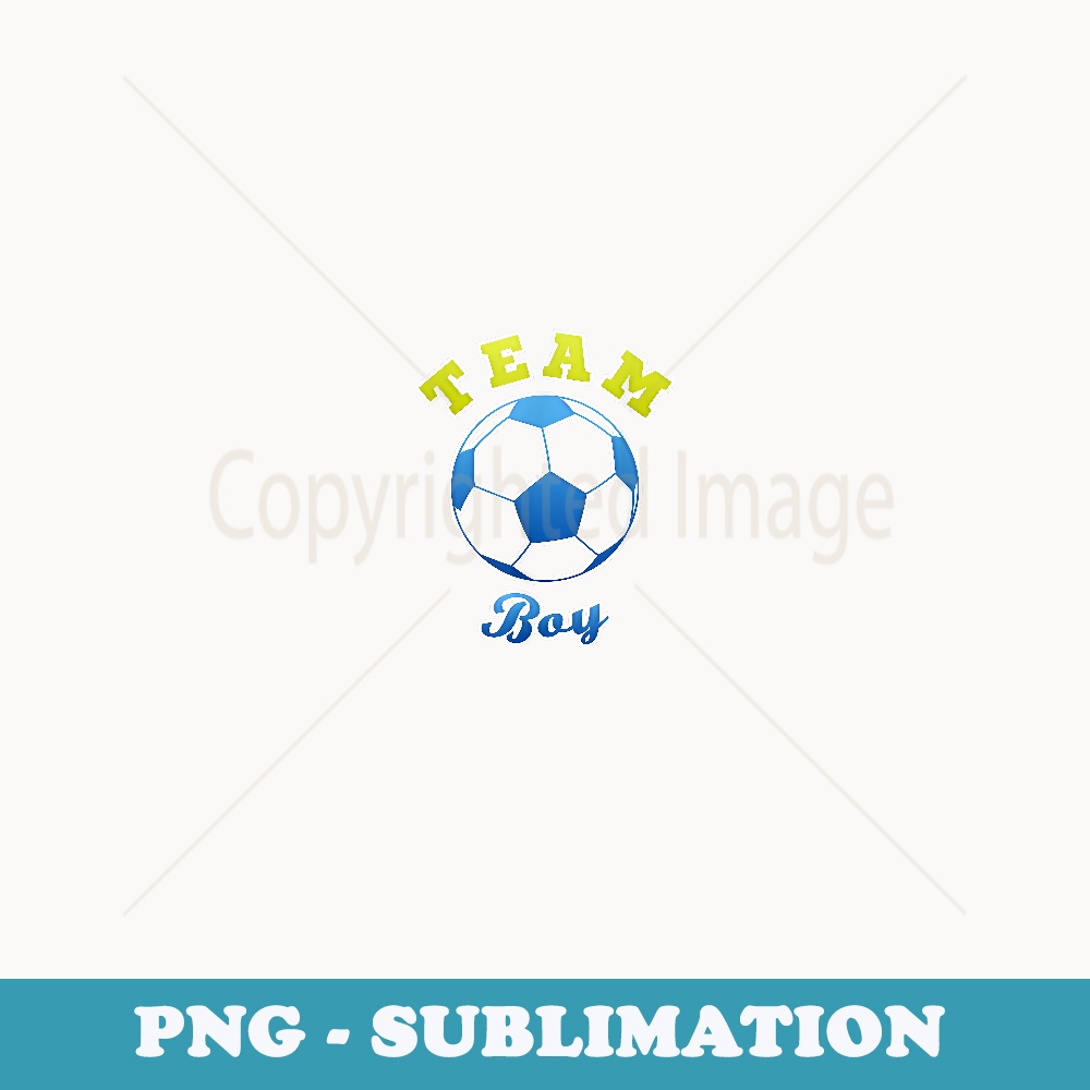 Mens Baby Gender Reveal Party Soccer Theme, Team Boy, Blue - Signature Sublimation PNG File