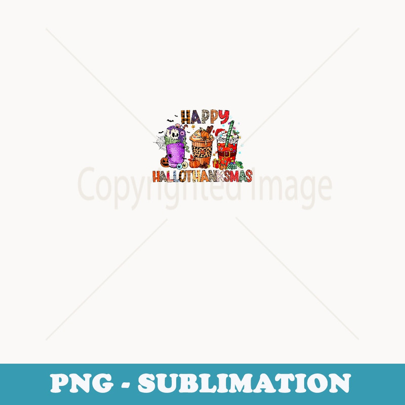 Happy Hallothanksmas Gnomes Halloween Thanksgiving Christmas - Elegant Sublimation PNG Download