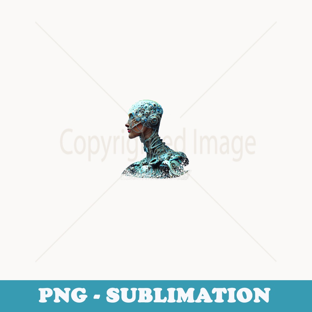 Female Robot Sci-Fi Cyborg Unique Futuristic Digital Art - PNG Sublimation Digital Download