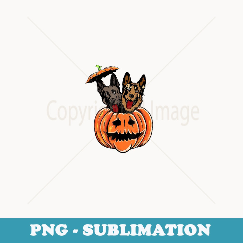 German Shepherd in Scary Pumpkin - Dog Lovers Halloween - Elegant Sublimation PNG Download