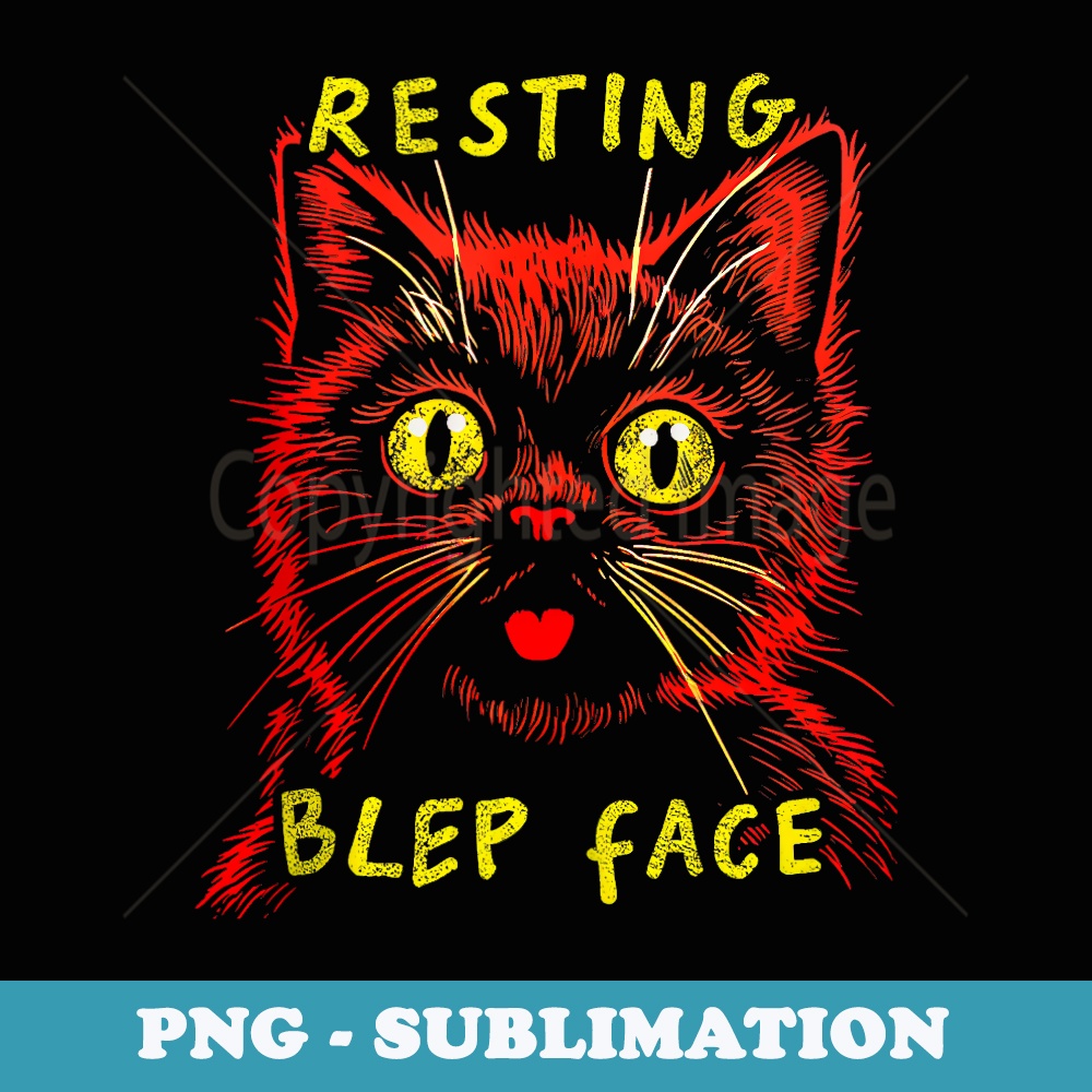Resting Blep Face Cute Cat With Cute Blep Tongue - Modern Sublimation PNG File