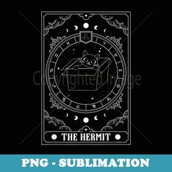 retro halloween black cat the hermit tarot card witchcraft - digital sublimation download file