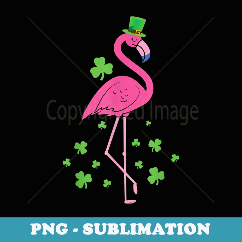 Kid's Pink Flamingo St Patricks Day Shamrock womens mens - Modern Sublimation PNG File