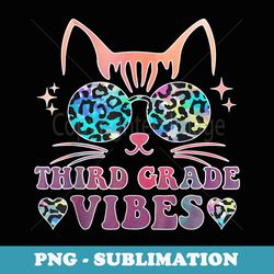 back to school 3rd grade vibes leopard tie dye cat girl eyes - stylish sublimation digital download