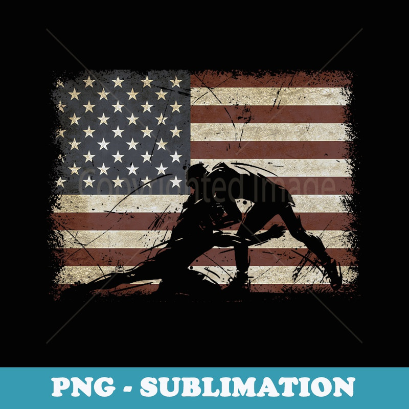 Vintage Wrestling Wrestle American Flag Usa Flag Wrestler - Aesthetic Sublimation Digital File