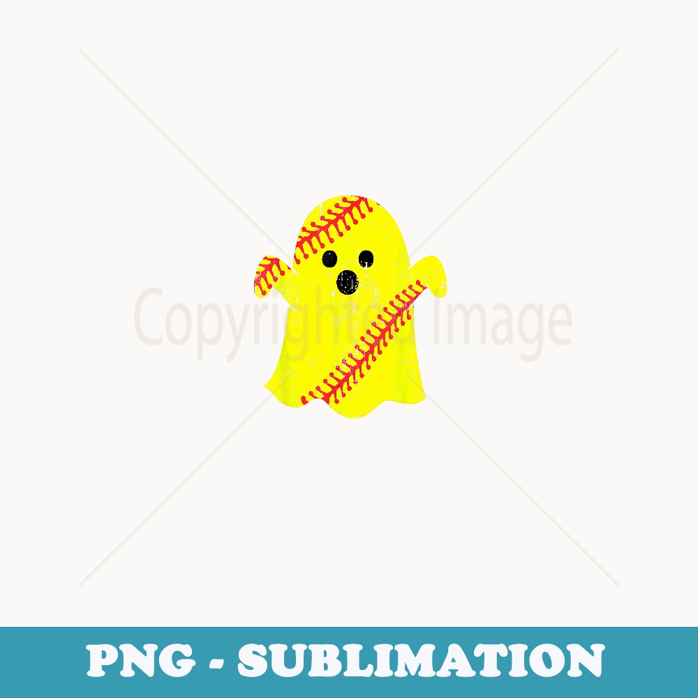 Funny softball boo ghost for halloween kids and player - Vintage Sublimation PNG Download