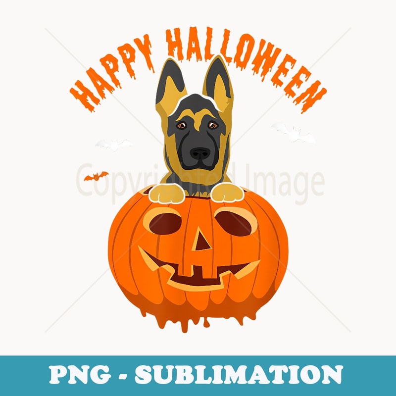 Halloween German Shepherd Too Cute to Spook Pumpkin Costume - Modern Sublimation PNG File