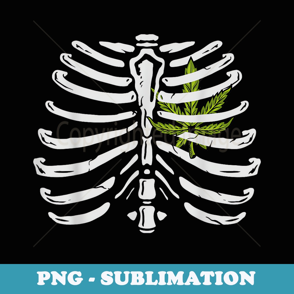 Weed Heart Skeleton Ribs X-Ray Halloween Costume - Instant Sublimation Digital Download