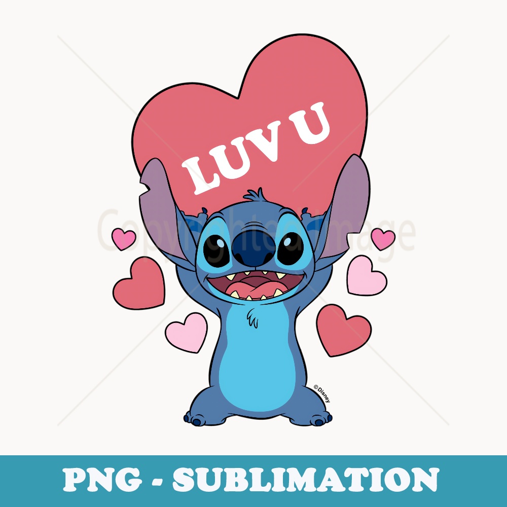 Lilo And Stitch - Stitch Luv U Heart - Elegant Sublimation PNG Download