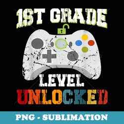 1st first grade unlocked level up game back to school boy - high-resolution png sublimation file