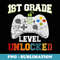 1st First Grade Unlocked Level Up Game Back To School Boy - High-Resolution PNG Sublimation File