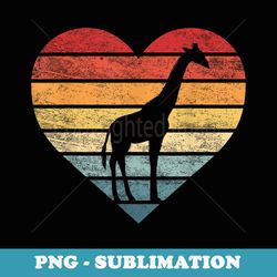 giraffe lover s retro vintage animal heart silhouette - decorative sublimation png file