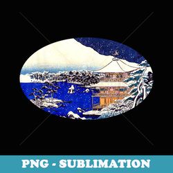 famous vintage japanese art kinkakuji temple snow stylish - png sublimation digital download