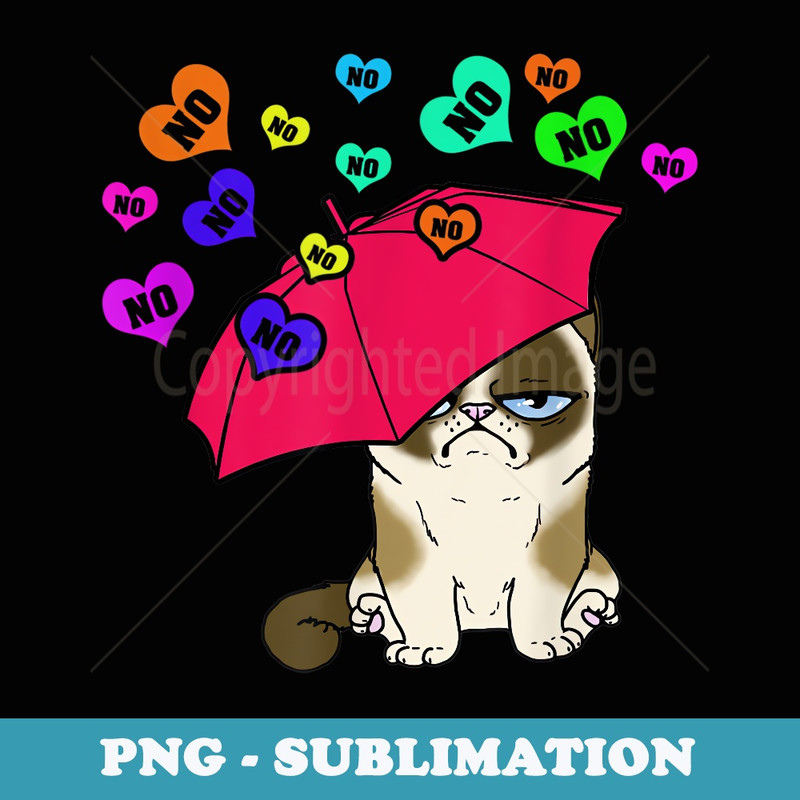 Grumpy Valentine's Day Cat amid raining No candy - Premium PNG Sublimation File