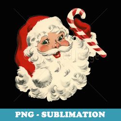 vintage retro santa claus candy cane christmas holiday - instant png sublimation download