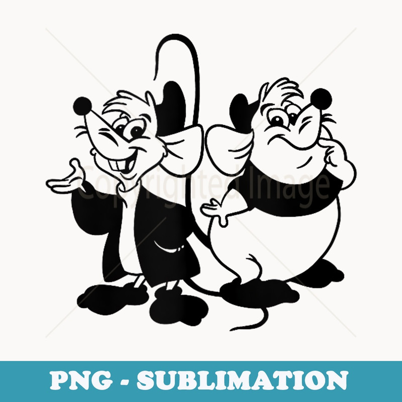 Disney Cinderella Jaq & Gus Simple Black Outline - Digital Sublimation Download File