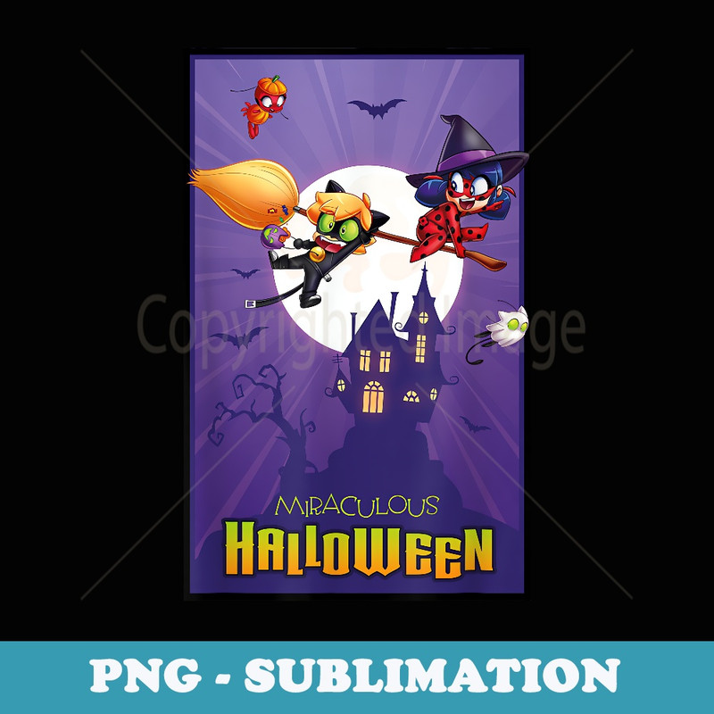 Miraculous Ladybug Halloween Haunted Mansion - PNG Transparent Sublimation Design