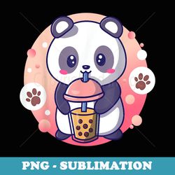 retro bubble tea kawaii panda boba presents - premium sublimation digital download