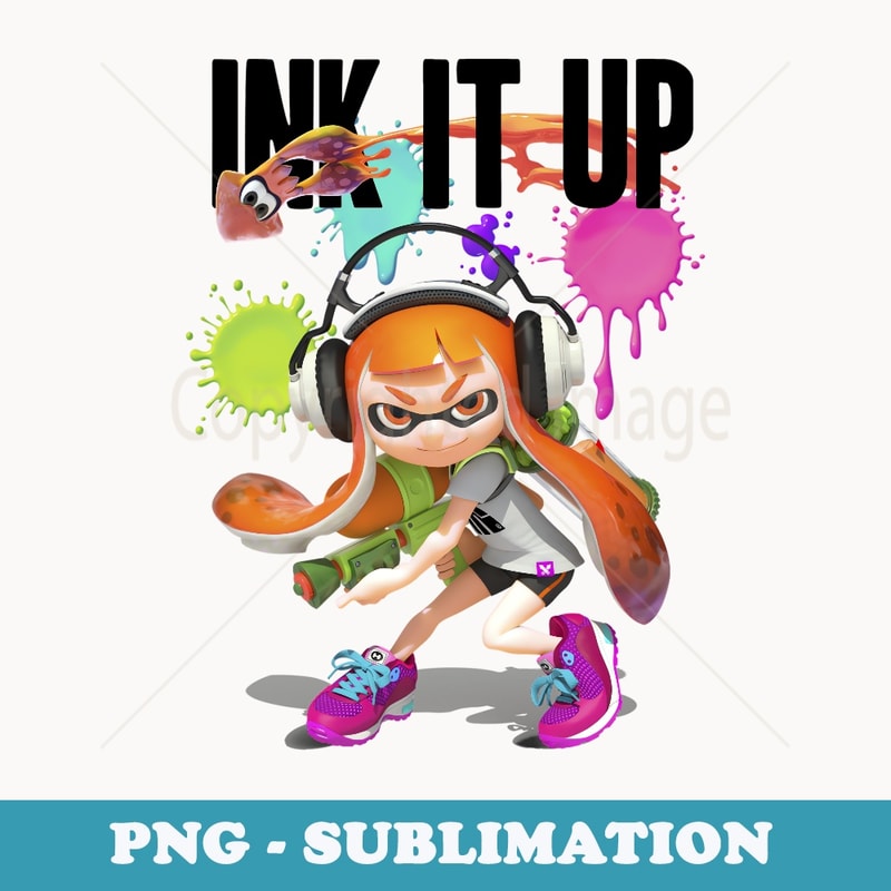 Splatoon Ink It Up Squid Inkling Splatter - Vintage Sublimation PNG Download