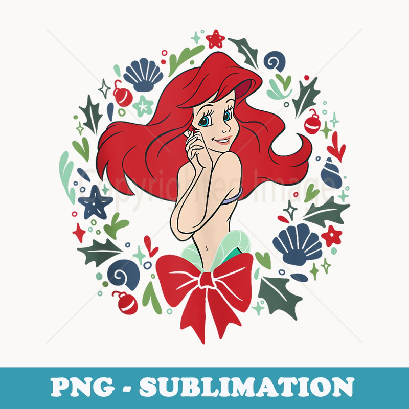 Disney The Little Mermaid Ariel Seashell Wreath - Digital Sublimation Download File