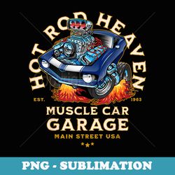 hotrod heaven muscle car garage usa classic car cartoon - artistic sublimation digital file