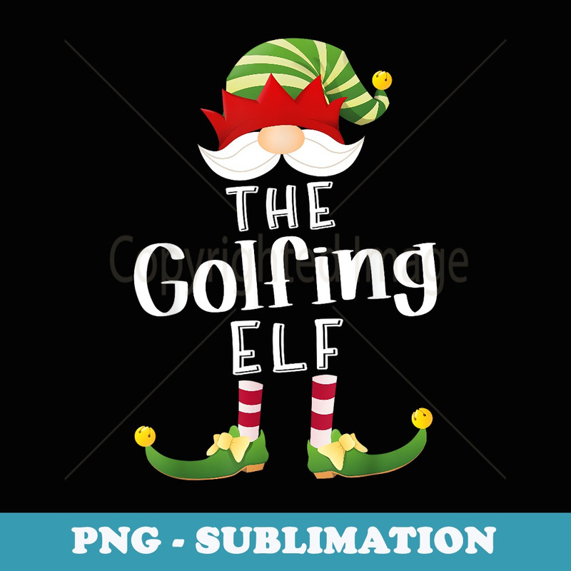 Golfing Elf Group Christmas Funny Pajama Party - Trendy Sublimation Digital Download