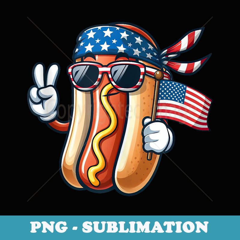 Hotdog American USA Flag Sunglasses 4th of July Hotdog - Elegant Sublimation PNG Download