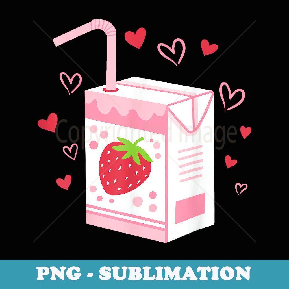 Strawberry Milk Drink Kawaii Anime Japanese - Professional Sublimation Digital Download