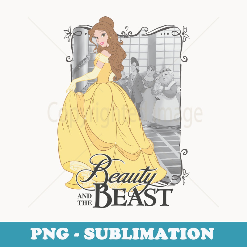 Disney Beauty And The Beast Belle Dancing Portrait - Retro PNG Sublimation Digital Download