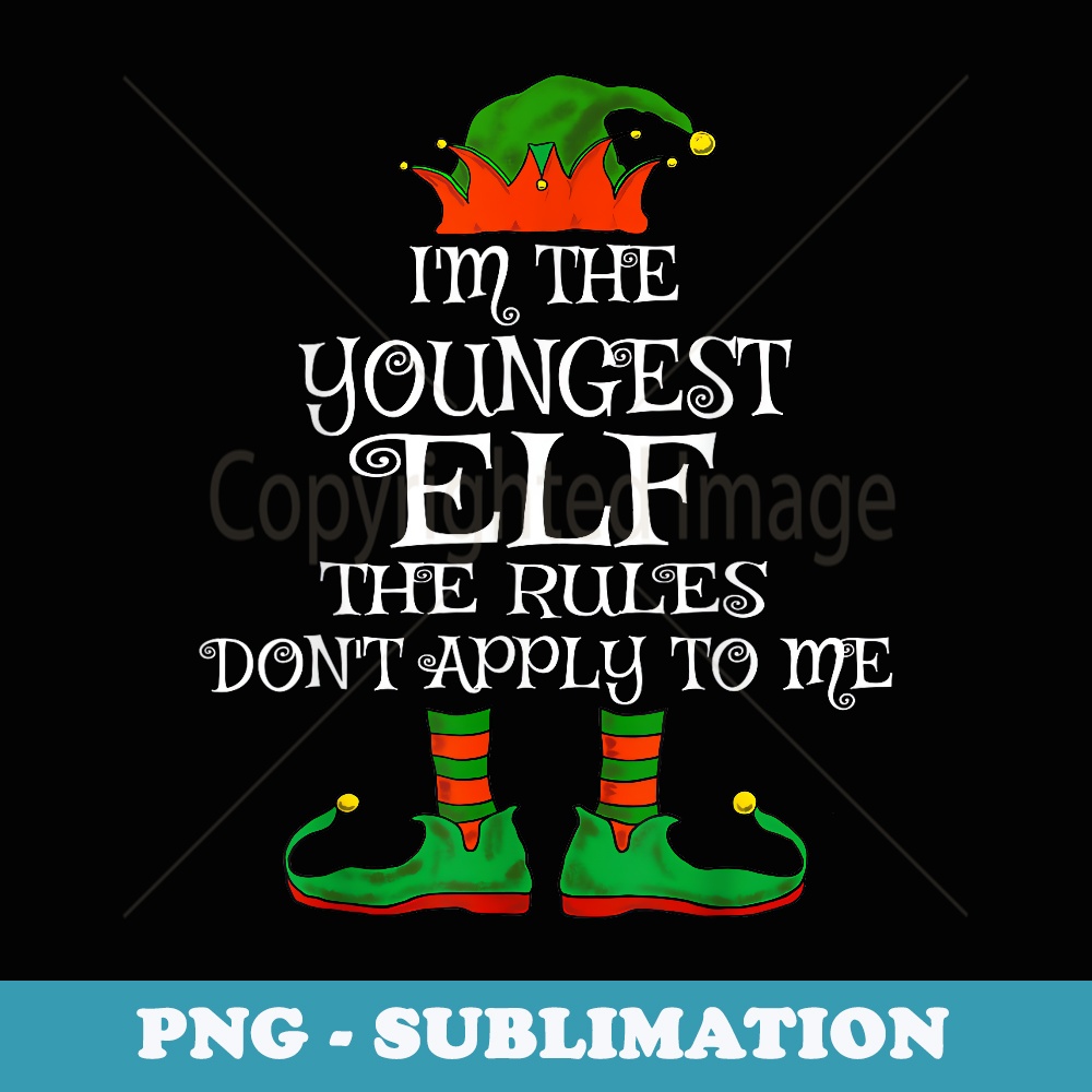 Youngest Elf Family Matching Funny Christmas - Instant PNG Sublimation Download