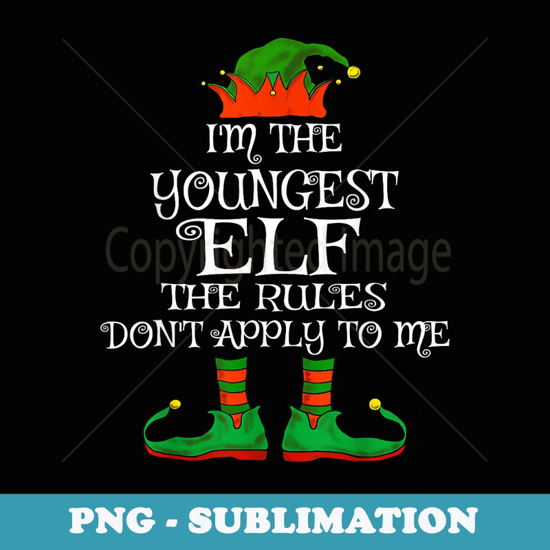 Youngest Elf Family Matching Funny Christmas - Instant PNG Sublimation Download