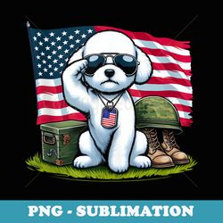 salute bichon frise usa flag memorial day 4th of july - unique sublimation png download