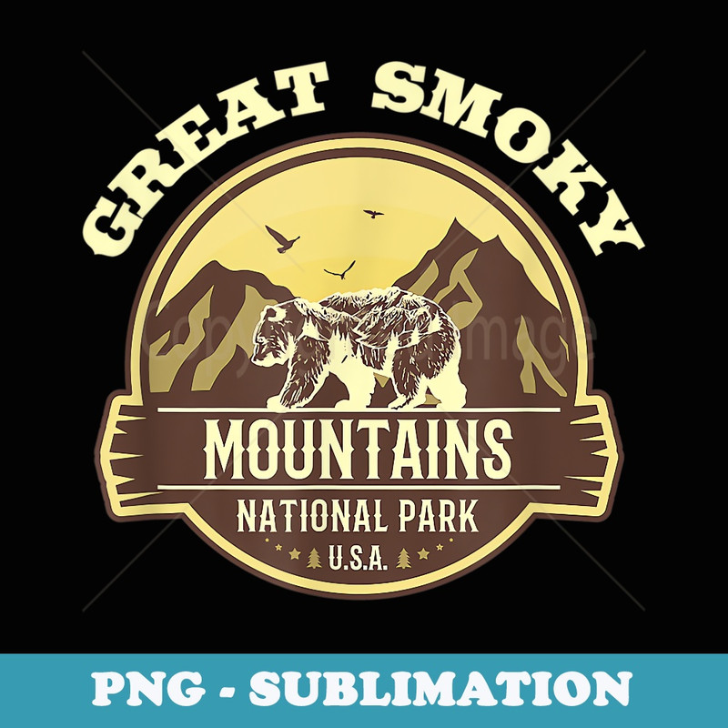 Great Smoky Mountains Vintage National Park - Elegant Sublimation PNG Download