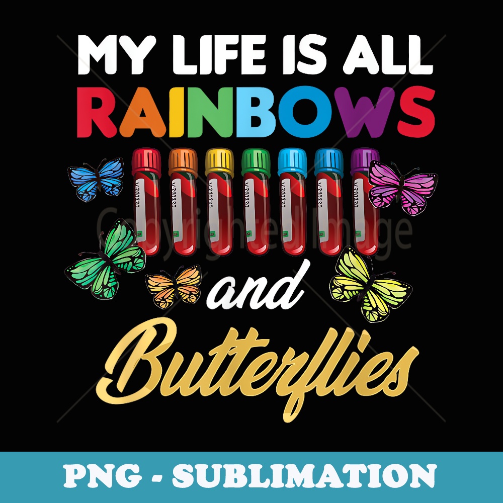 Reaction Glass Butterfly Rainbow Phlebotomist Laboratory - PNG Transparent Sublimation File