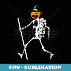 hiking skeleton xray pumpkin head halloween sport lover - sublimation digital download