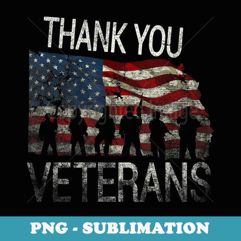 American Flag Thank you Veterans Proud Veteran - PNG Transparent Sublimation Design