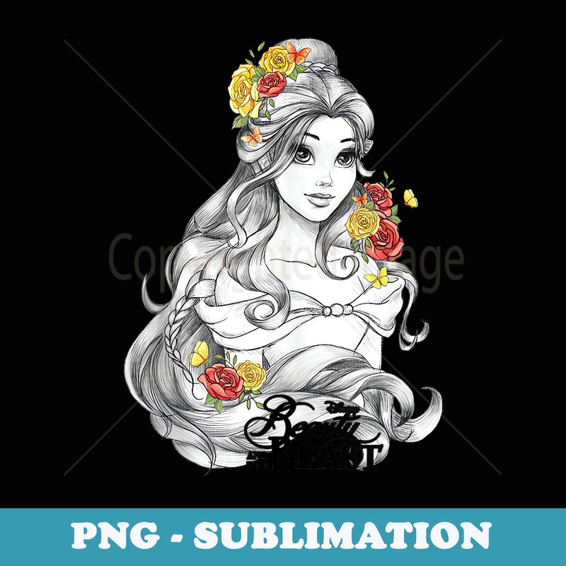 Disney Beauty And The Beast Belle Sketched Portrait - Trendy Sublimation Digital Download