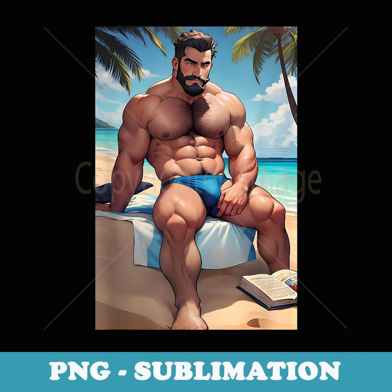 Muscle Bear Jock Dilf Mens Daddy Gay Bear & Cub Pride - Retro PNG Sublimation Digital Download