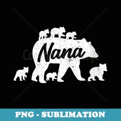 s vintage nana grandma bear with 6 cub mother's day - premium png sublimation file