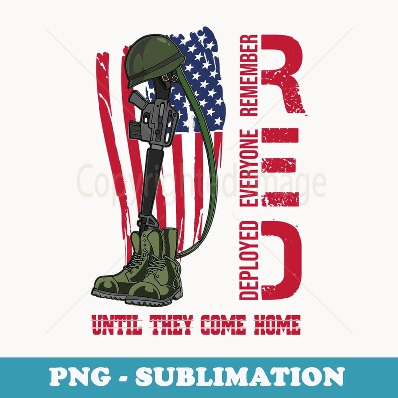 RED Friday Remember Everyone Deployed Army US Flag - Exclusive PNG Sublimation Download