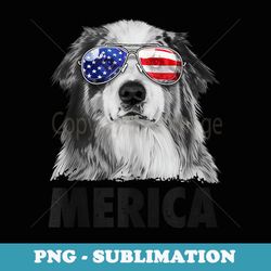 aussie australian shepherd 4th of july merica american flag - instant png sublimation download