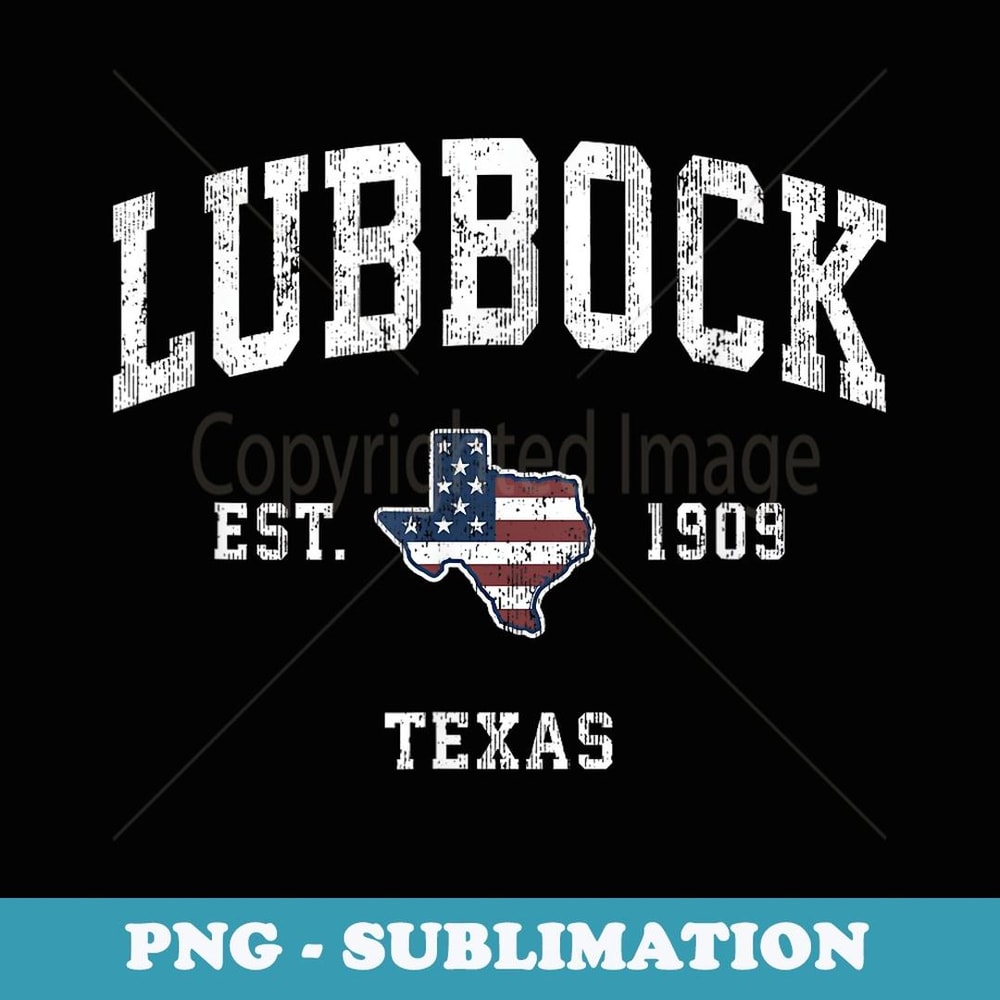 Lubbock Texas TX Vintage American Flag Sports Design - Elegant Sublimation PNG Download
