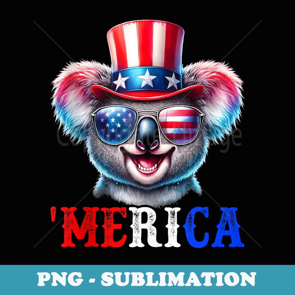 Merica Koala Patriotic 4th of July Funny - Professional Sublimation Digital Download