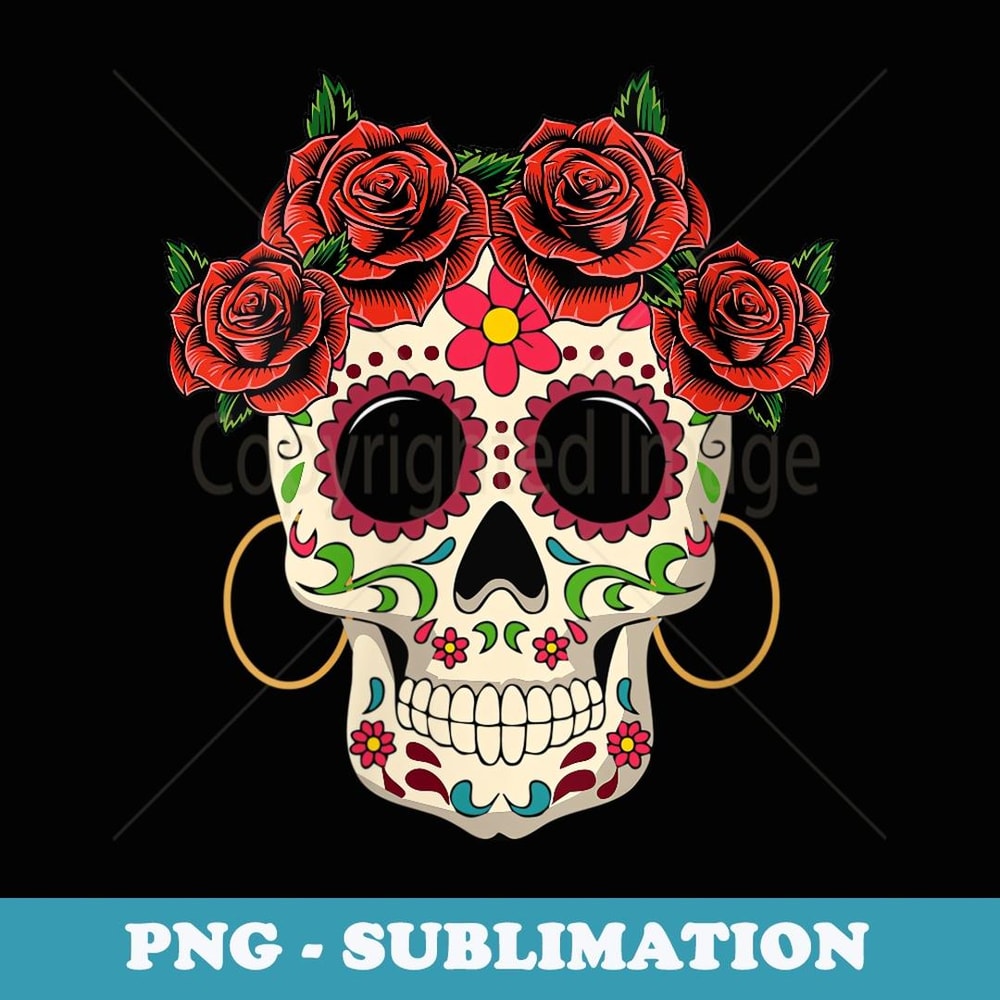 s Floral Sugar Skull Ts For Dia De Los Muertos Girl - Premium PNG Sublimation File