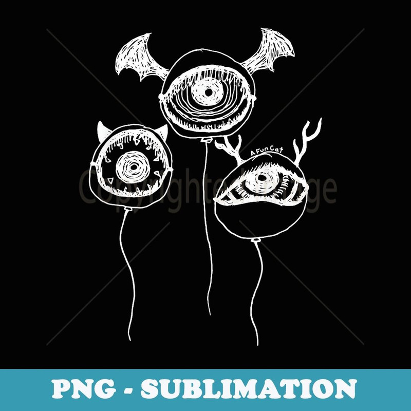 Halloween Demon Monster Creepy Surrealism Eyeball Balloon - Premium PNG Sublimation File