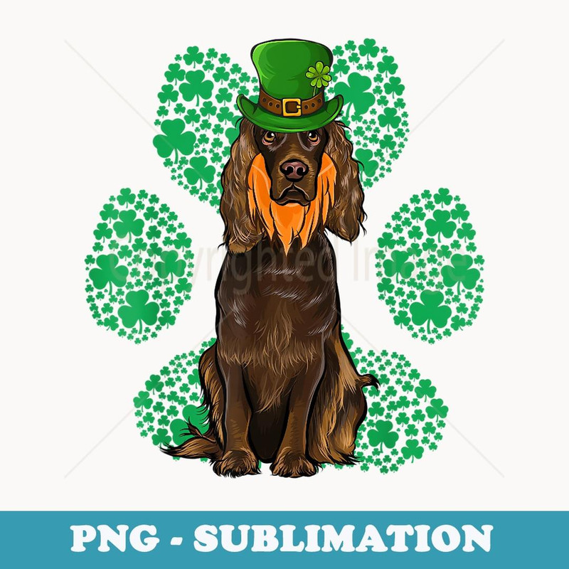 Leprechaun Boykin Spaniel St Patricks Day Shamrock Paw - Sublimation Digital Download