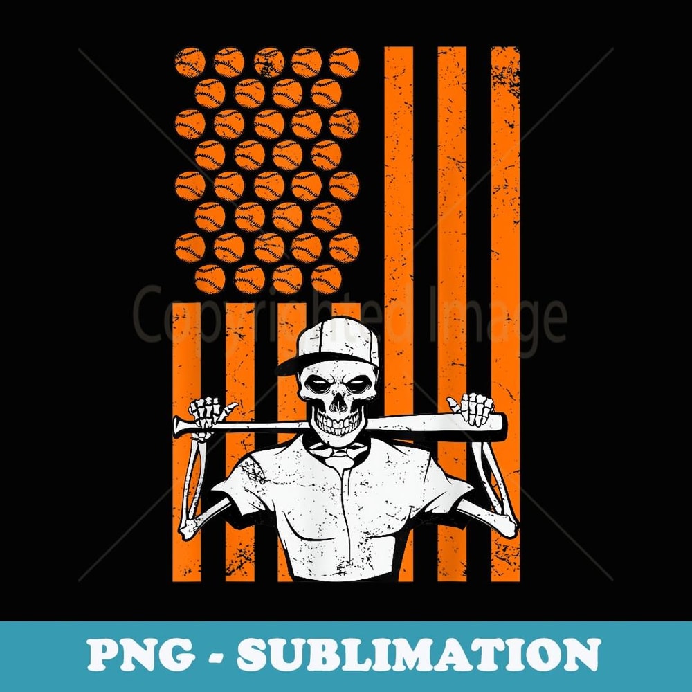 Halloween Skeleton Baseball Player Flag - Creative Sublimation PNG Download