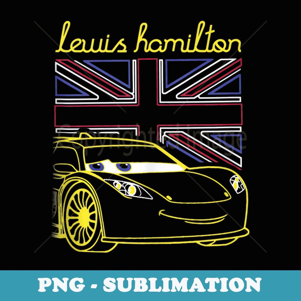 Disney Pixar Cars 2 Lewis Hamilton UK Flag Neon Portrait - Signature Sublimation PNG File