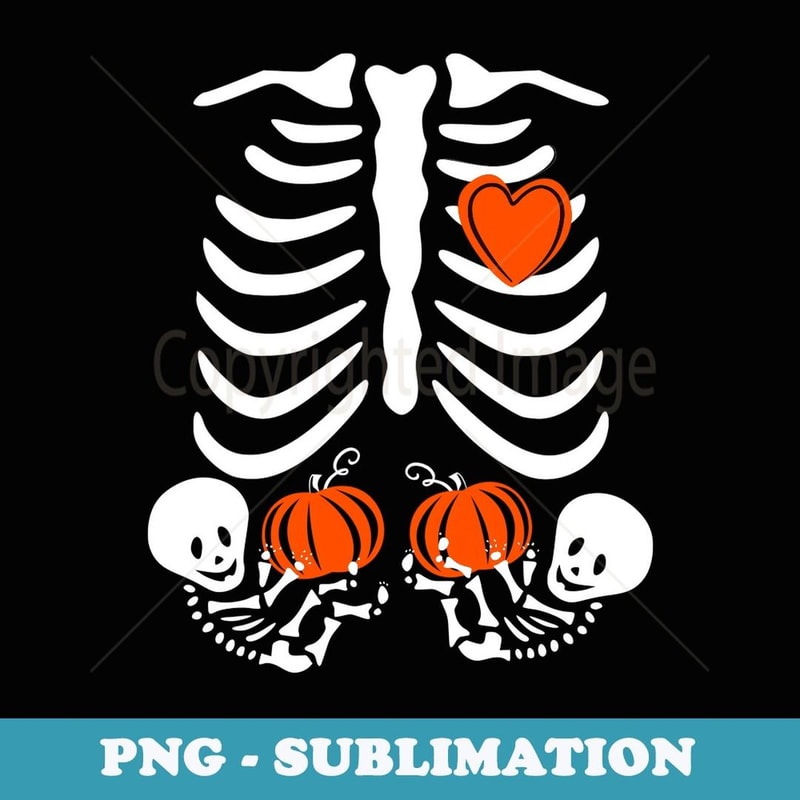 Skeleton Twin Pregnancy Announcement Halloween Pregnant Mom - Sublimation Digital Download