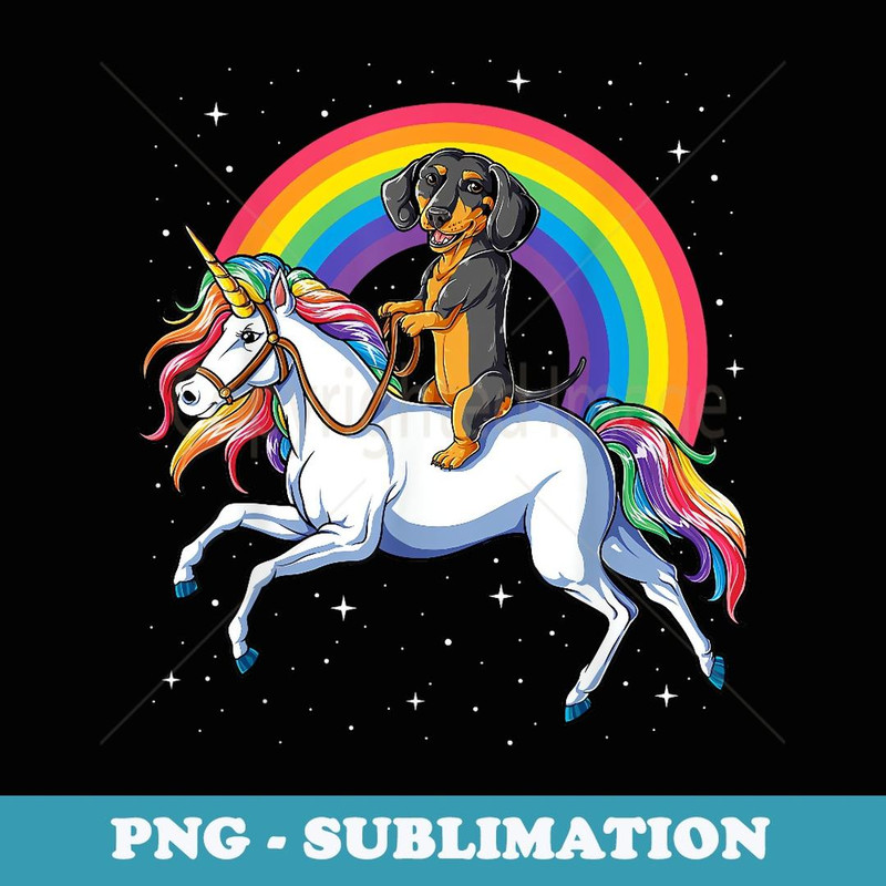 Dachshund Unicorn T Girls Space Galaxy Rainbow Dog - Creative Sublimation PNG Download